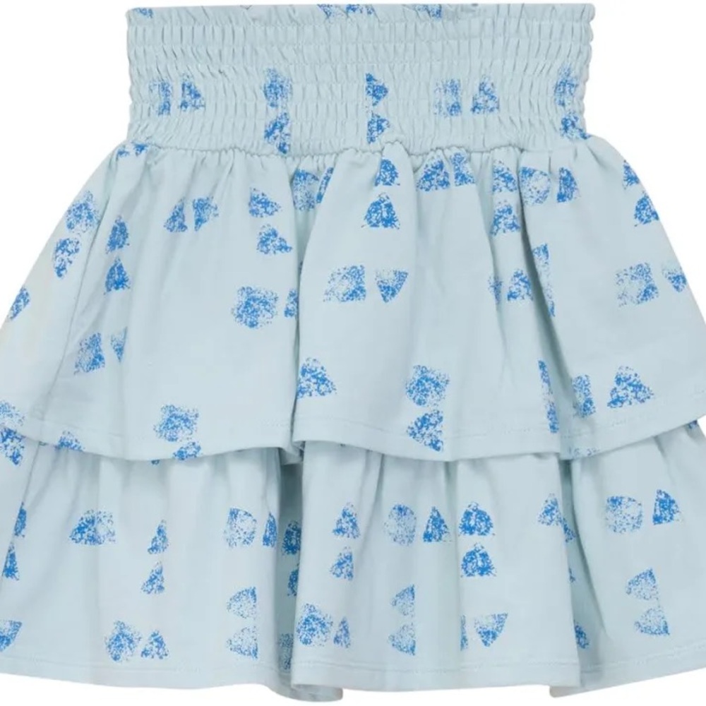 Puddles for Nordstrom Girls Blue Faded Print Smocked Layered Tiered Skirt